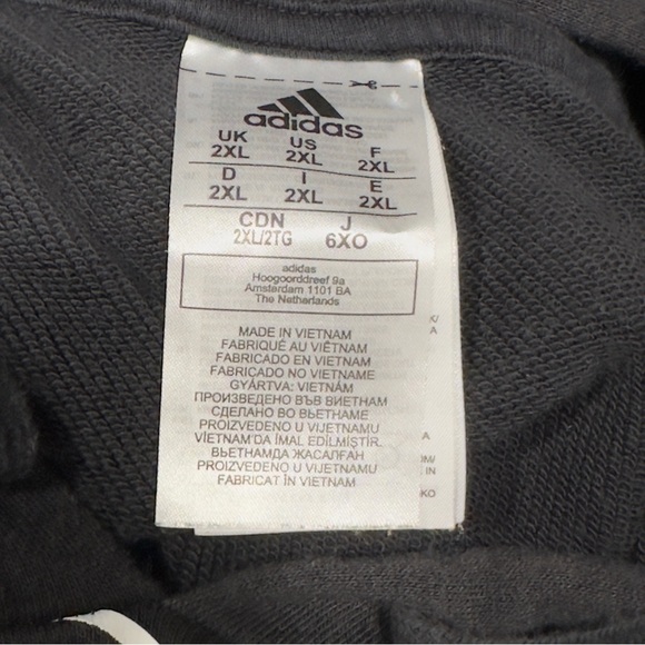 ADIDAS-CHANDAIL Hoodie Unisex Size 2XL Black Essentials Giant Logo Cotton Blend - Picture 10 of 13
